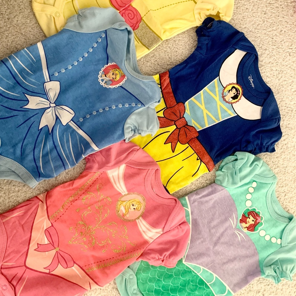 Baby girl 3-6 months Disney Princess onesie set